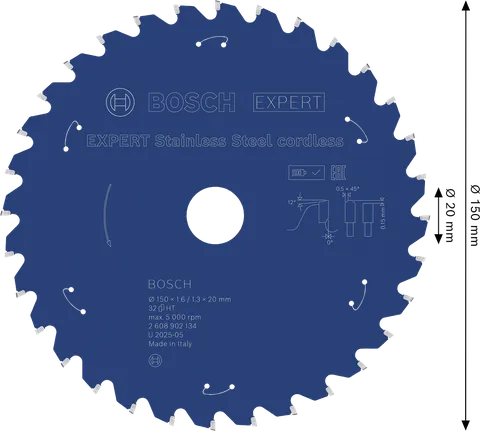 Bosch EXPERT roostevabast terasest akutoitel töötav 150 mm ringsae tera.